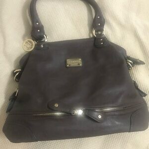 L L Kappos Chocolate Brown Satchel with gold accents